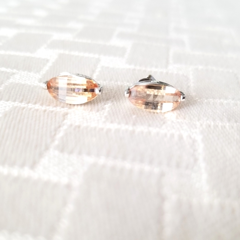 Sterling Silver and Quartz Stud Style Earrings Jewelry